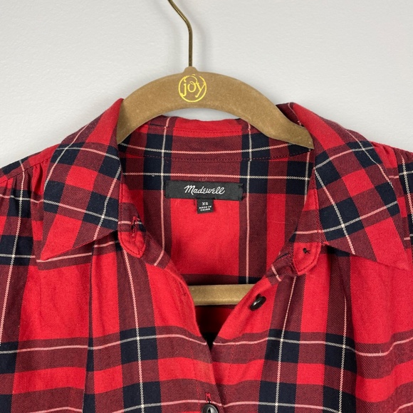Madewell Central Shirt in Dahl Plaid Red XS - Picture 7 of 14